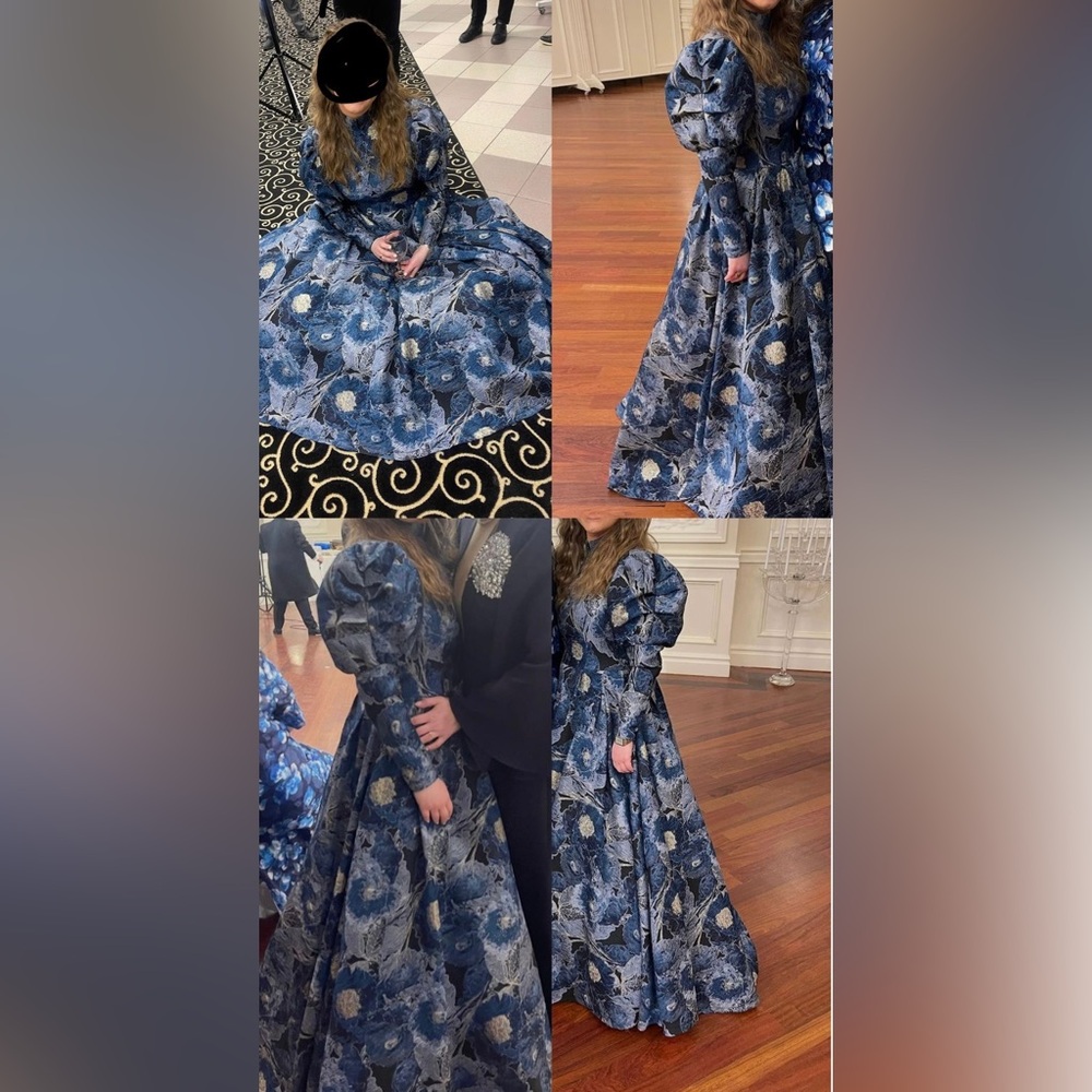 Exquisite Elegant Blue Floral Gown Size 12
